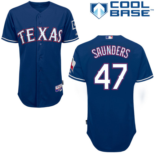 Joe Saunders #47 Youth Baseball Jersey-Texas Rangers Authentic Alternate Blue 2014 Cool Base MLB Jersey